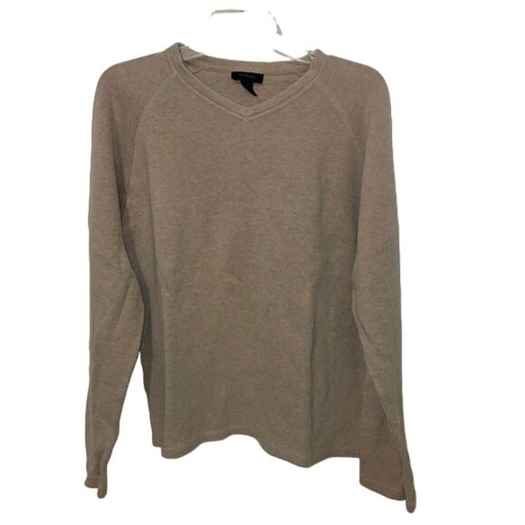 Express Tan Cotton Knit Pullover Sweater Mens Size Medium Made in USA Vintage - Picture 1 of 8